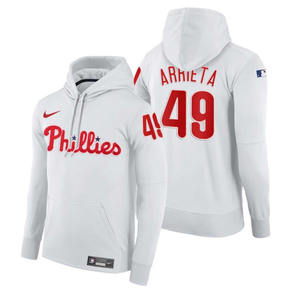 Men Philadelphia Phillies 49 Arrieta white home hoodie 2021 MLB Nike Jerseys